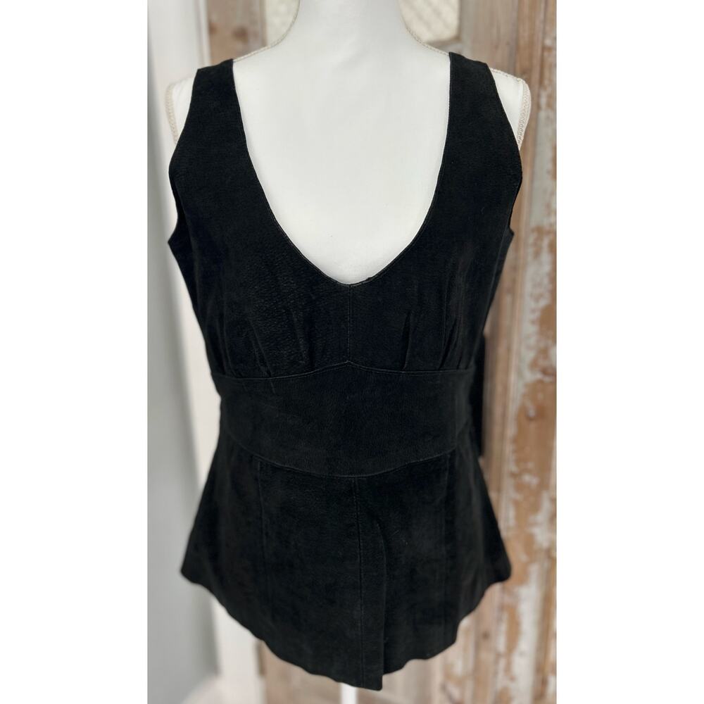 Women De’Rotchild Vintage 90’s Black Leather Top, Size L